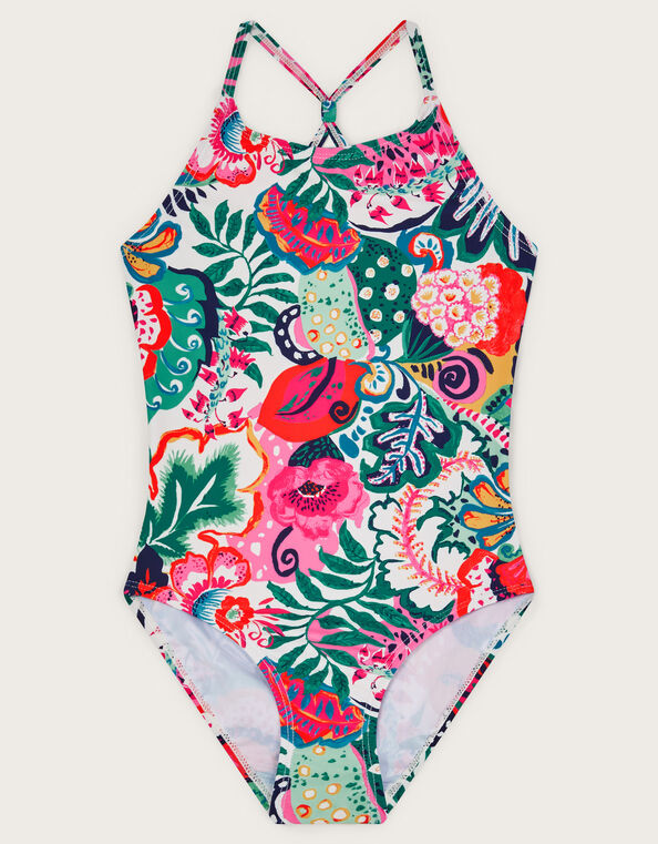 Tropical Print Swimsuit, Green (GREEN), large