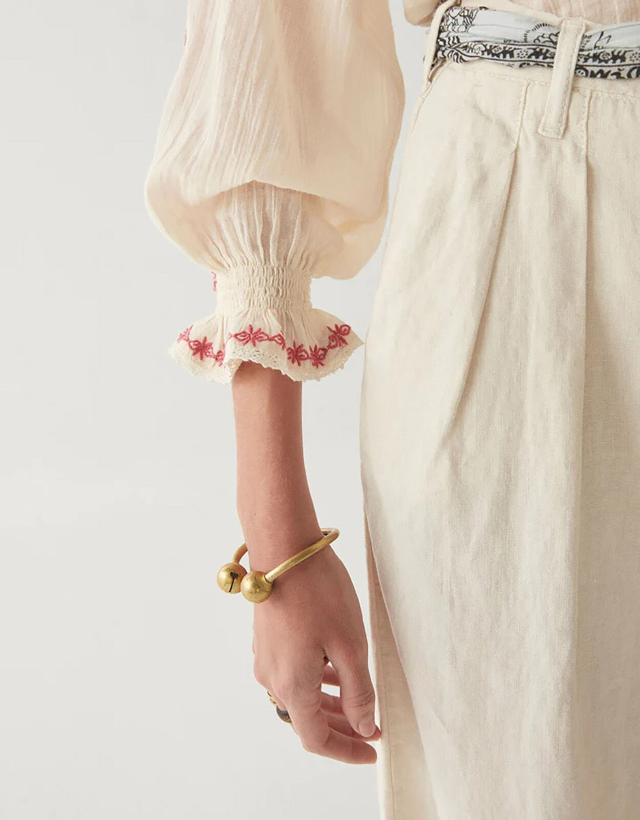 Maison Hotel Tie Neck Blouse Ivory