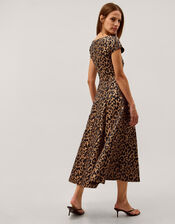 Anna Leopard Print Midi Dress, Camel (BEIGE), large
