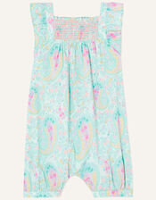 Baby Paisley Print Romper , Blue (AQUA), large