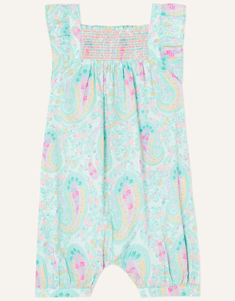 Baby Paisley Print Romper , Blue (AQUA), large