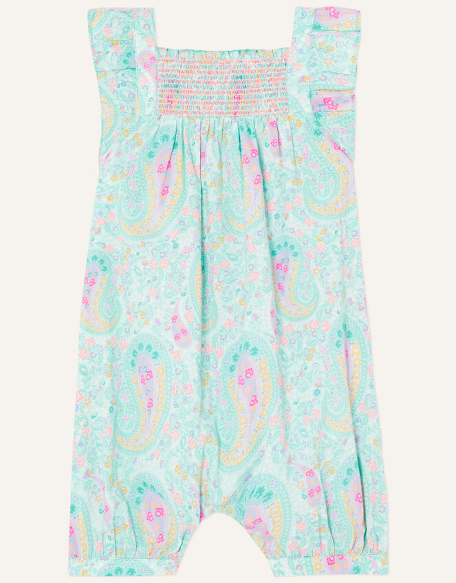 Baby Paisley Print Romper , Blue (AQUA), large