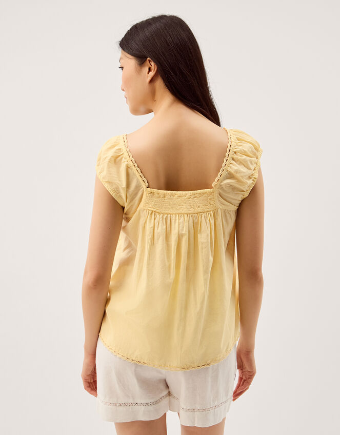 Olivia Lace Trim Top, Yellow (YELLOW), large