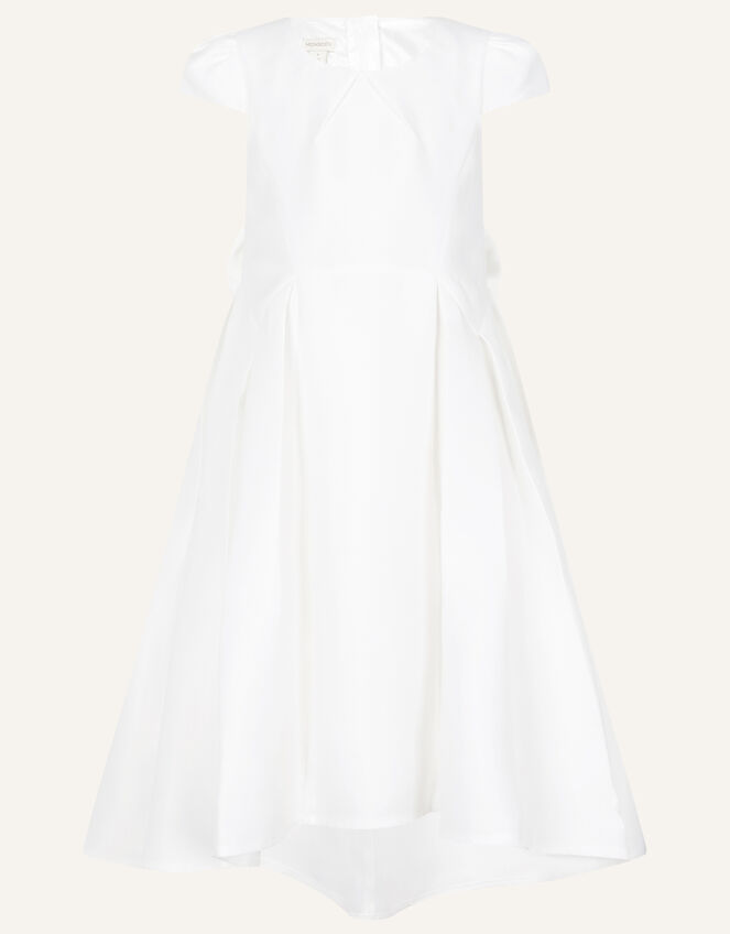 Katharine Duchess Twill High-Low Dress, Ivory (IVORY), large