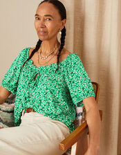 Ditsy Jersey Top with LENZING™ ECOVERO™ , Green (GREEN), large