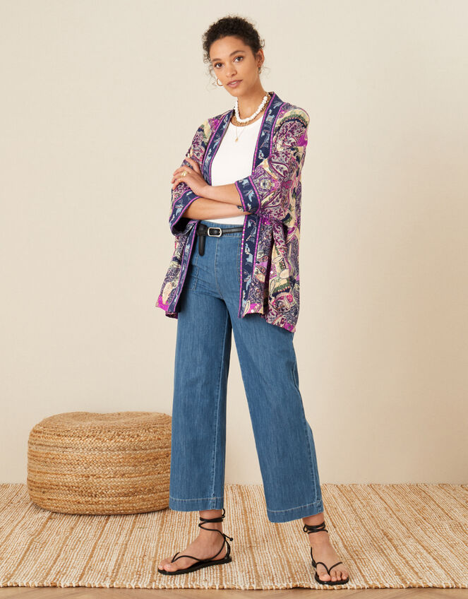 Sequin Paisley Print Kimono, Pink (PINK), large