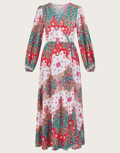 Joanie Print Wrap Dress, Ivory (IVORY), large