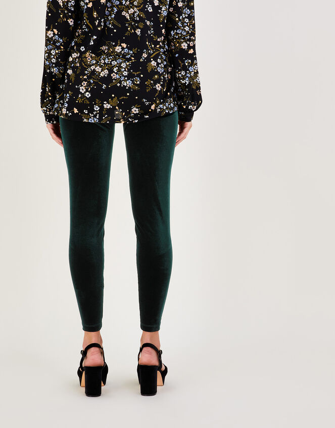 High Waisted Velvet Leggings, Green (DARK GREEN), large