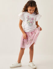 Floral Embroidered T-Shirt & Skirt Set, Multi (MULTI), large
