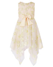 Samantha Glitter Butterfly Hanky Hem Dress, Gold (GOLD), large