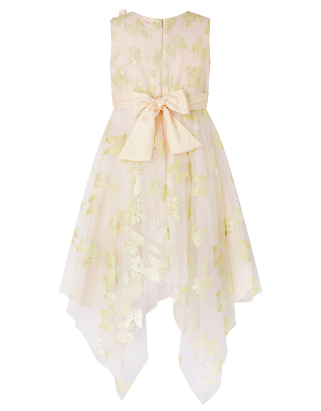 Samantha Glitter Butterfly Hanky Hem Dress, Gold (GOLD), large