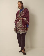 Crissy Jacquard Poncho, Red (BERRY), large