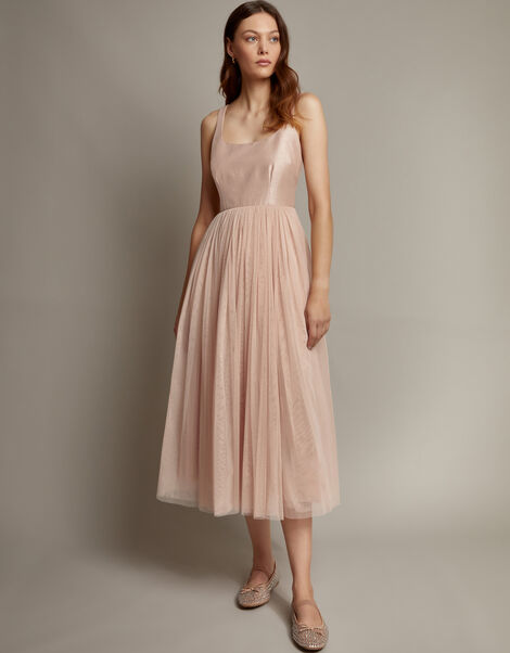 Alice Sleeveless Tulle Midi Dress, Pink (BLUSH), large