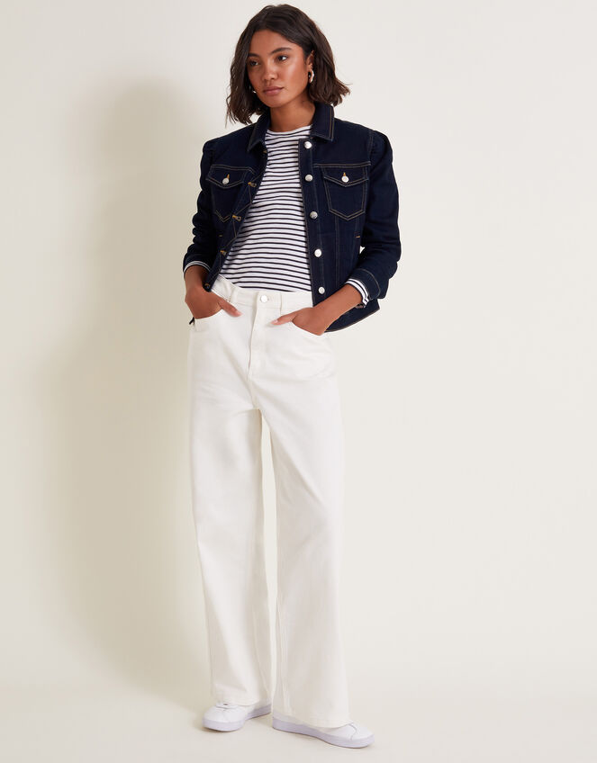 Dora Puff Sleeve Denim Jacket, Blue (INDIGO), large