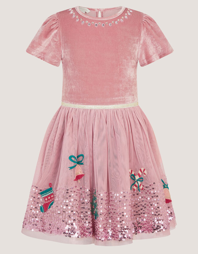 Christmas Icon Sequin Party Dress, Pink (PINK), large