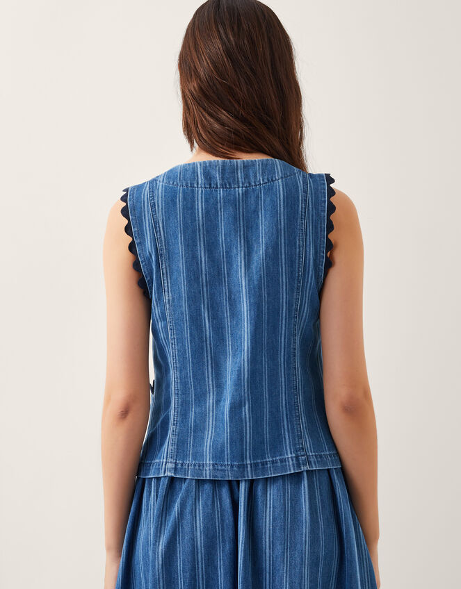Ottilie Denim Stripe Waistcoat, Blue (DENIM BLUE), large