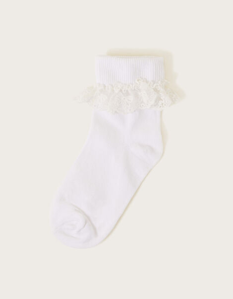 Flower Lace Socks White, White (WHITE), large