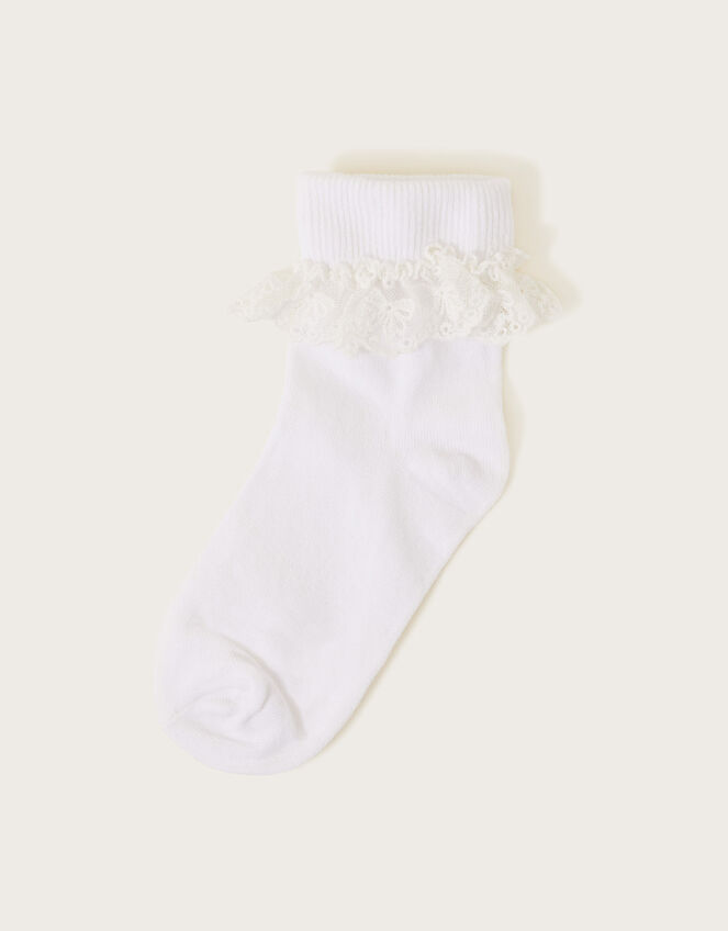 Flower Lace Socks, White (WHITE), large