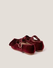 Toddler Velvet Bow Ballet Flats, Red (BURGUNDY), large