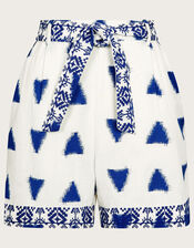 Premium Embroidered Ikat Print Shorts, Blue (BLUE), large