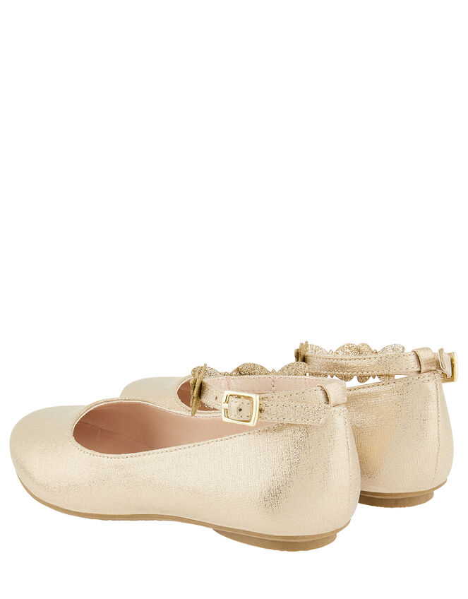 Butterfly Strap Shimmer Ballerina Flats, Gold (GOLD), large