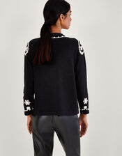 Cornelli Embroidery Jacket in Sustainable Cotton, Black (BLACK), large