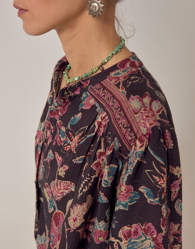 Maison Hotel Luna Paisley Print Blouse, Black (BLACK), large