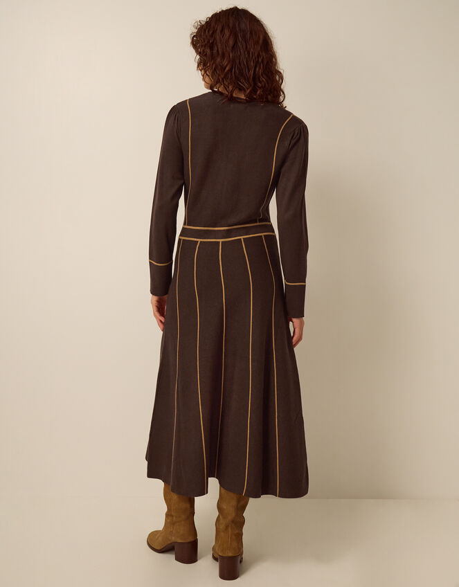 Zola Stripe Knit Midi Dress, Brown (CHOCOLATE), large