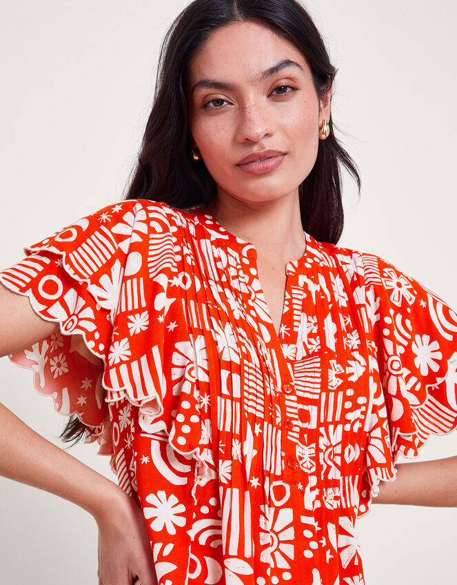 Dario Print Pleat Top, Red (RED), large