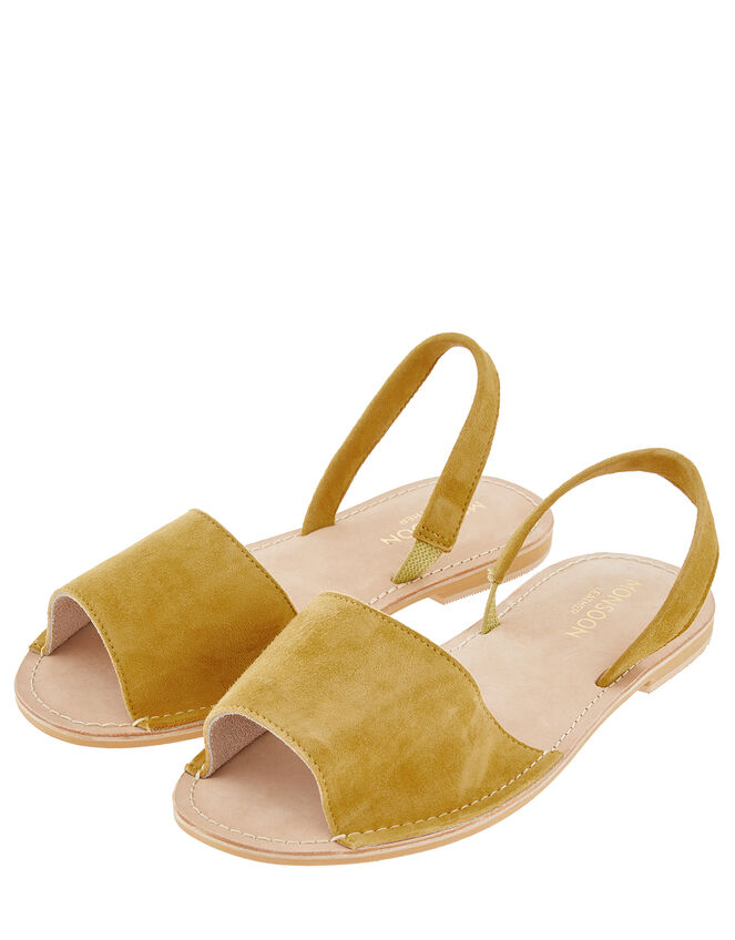 Minnie Peeptoe Sandals in Suede and Leather, Yellow (OCHRE), large