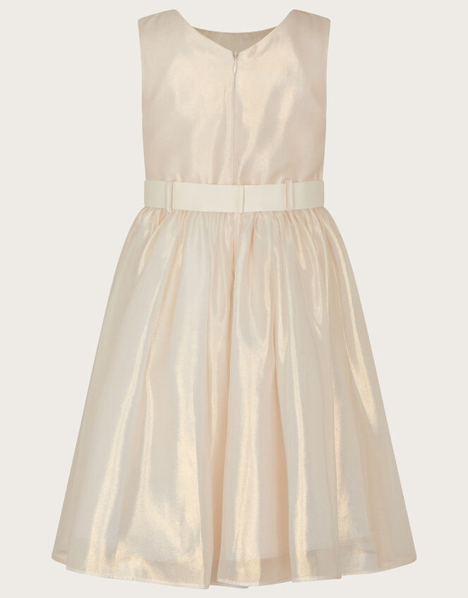 Land of Wonder Shimmer Organza Beaded Waistband Dress, Natural (CHAMPAGNE), large