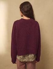 East Zoya Crew Neck Cardigan, Red (BERRY), large
