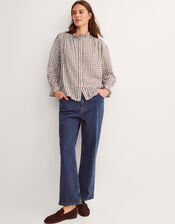 Marlo Check Blouse, Brown (BROWN), large