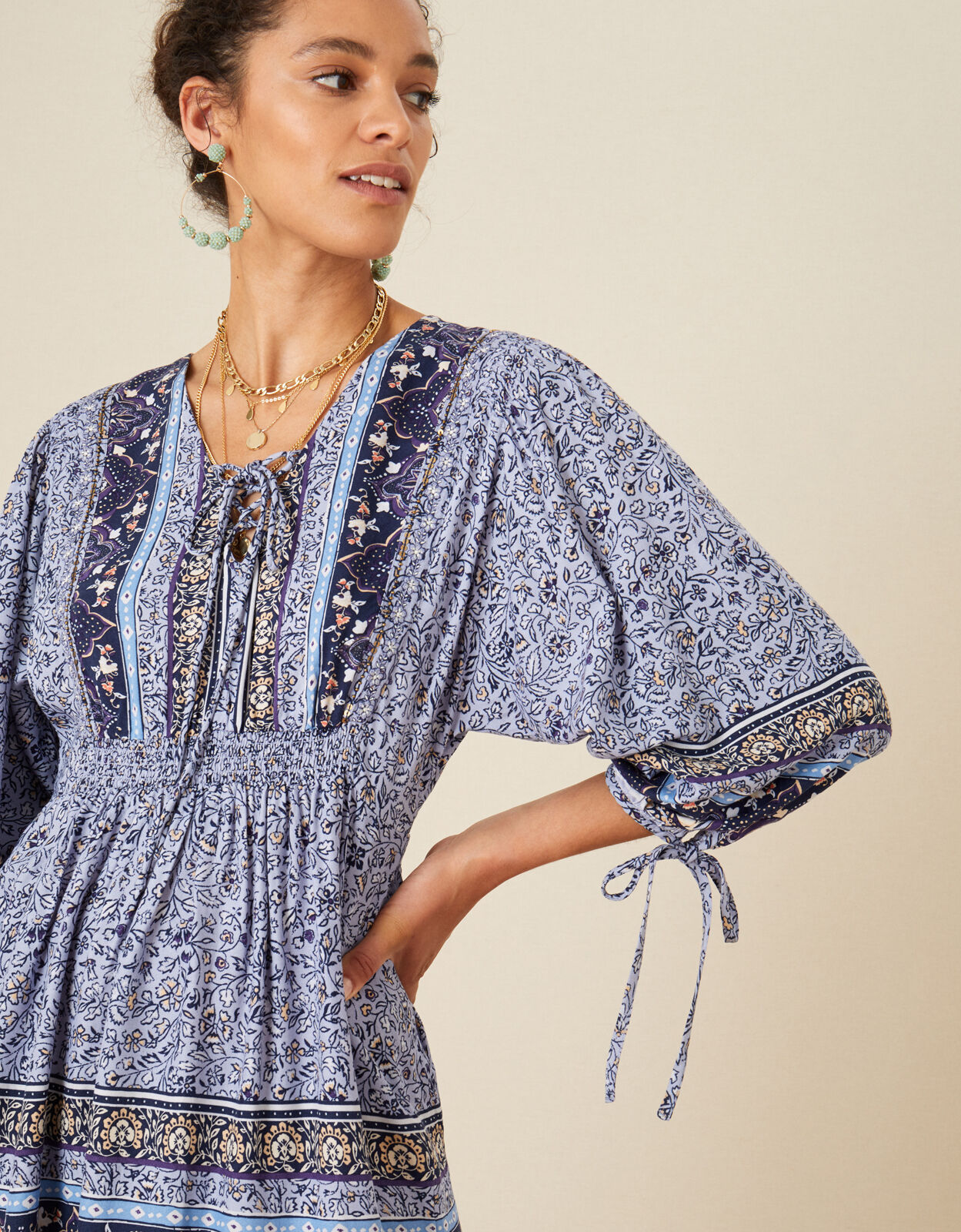 Carmel Printed Dress Blue