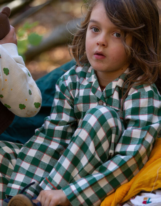 Little Green Radicals Check Pyjamas Set, Green (GREEN), large