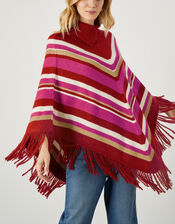 Suki Stripe Poncho, Red (RED), large