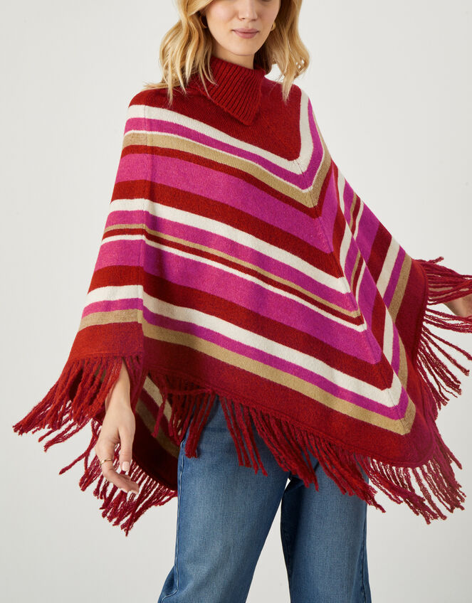 Suki Stripe Poncho, Red (RED), large