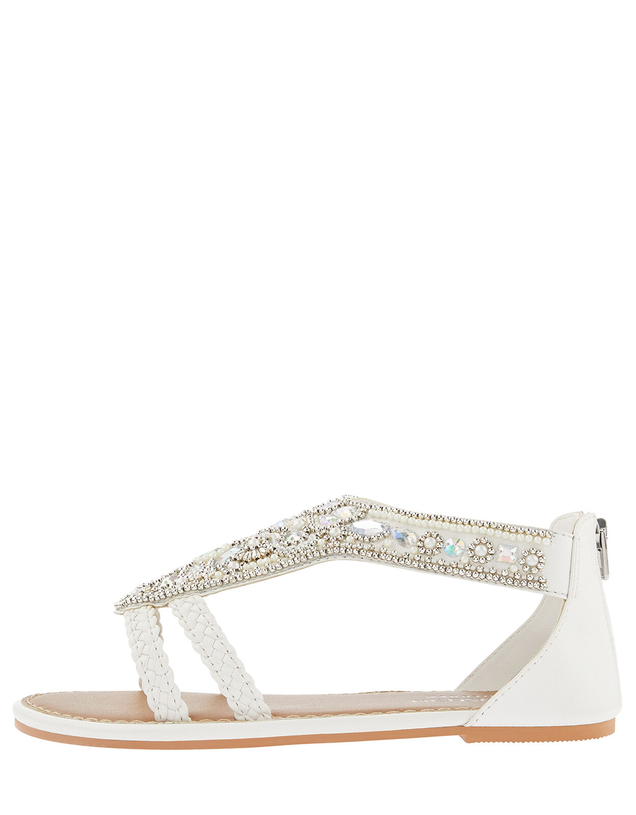 White sandals with diamonds outlet