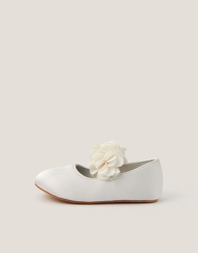Baby Flower Pom Pom Walker Shoes, Ivory (IVORY), large