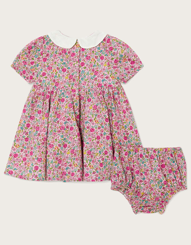 Newborn Shirred Ditsy Smock Dress Set, Pink (PINK), large