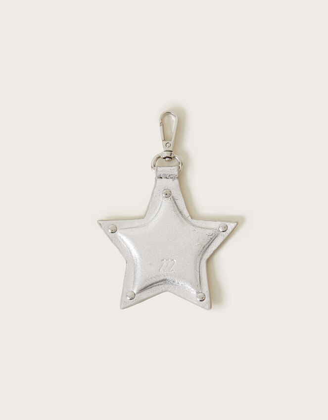 Metallic Leather Star Keyring, , large