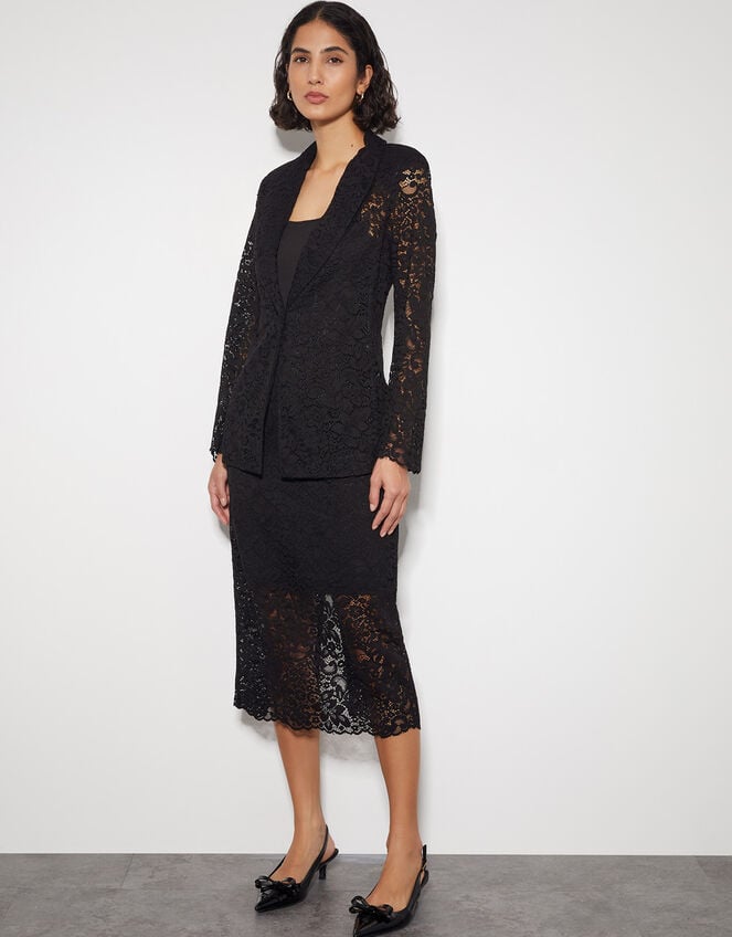 Lola Lace Pencil Skirt, Black (BLACK), large