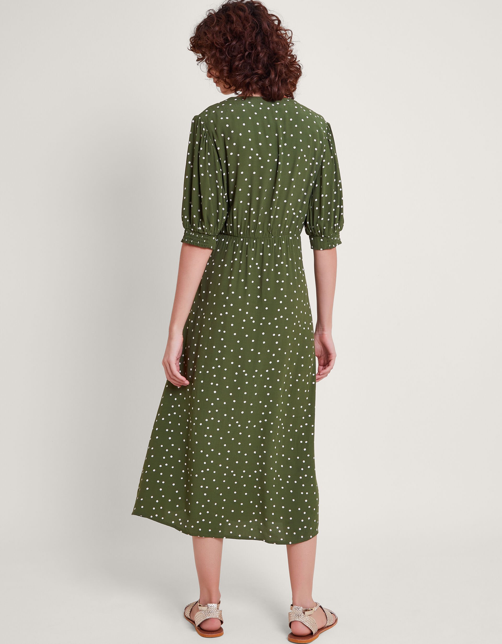Monsoon olive oriental tea dress outlet