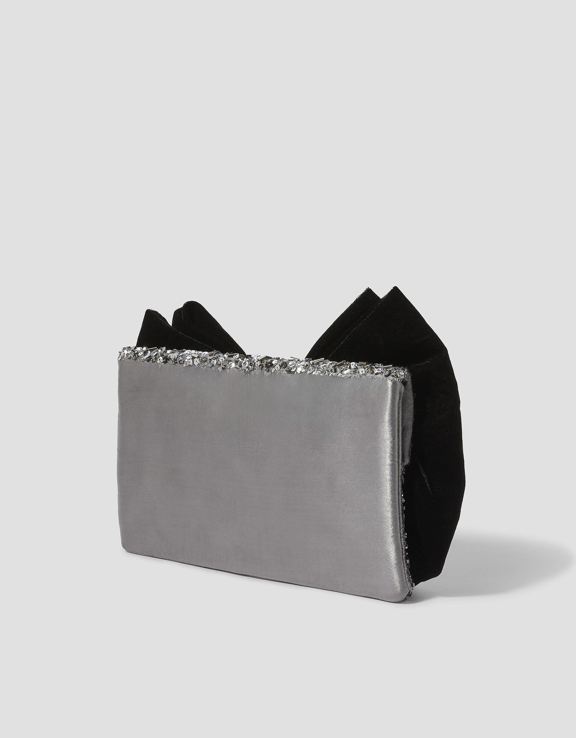Bella Bow Embellished Clutch Bag Silver