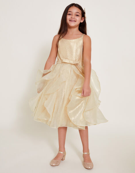 2-in-1 Detachable Ruffle Skirt Dress, Gold (GOLD), large