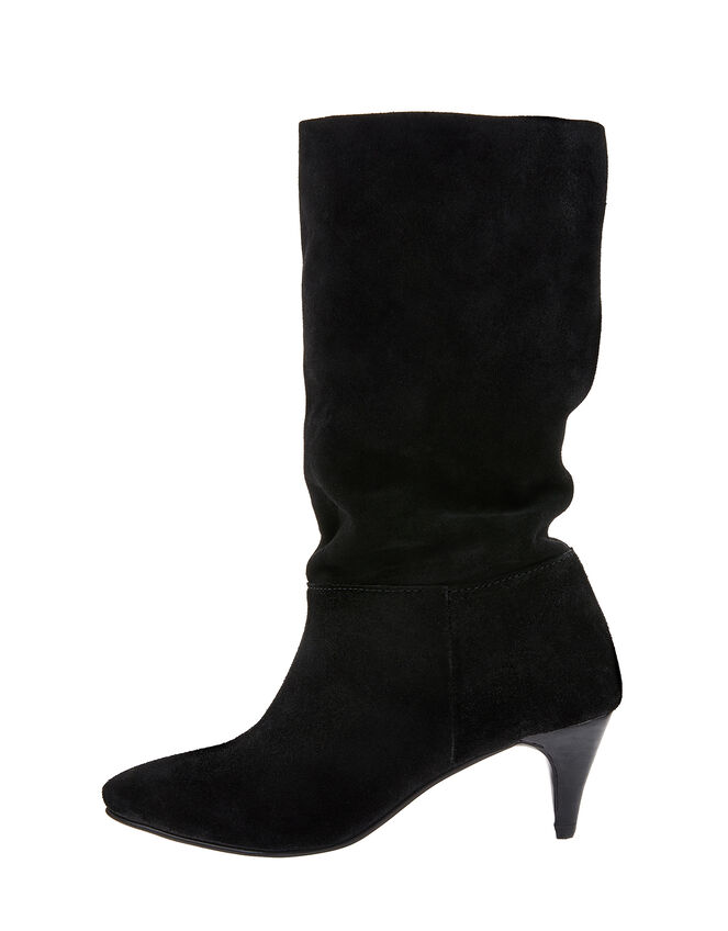 Caroline Suede Slouch Boots, Black (BLACK), large