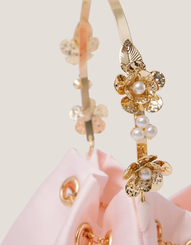 Floral Metal Handle Bag, , large