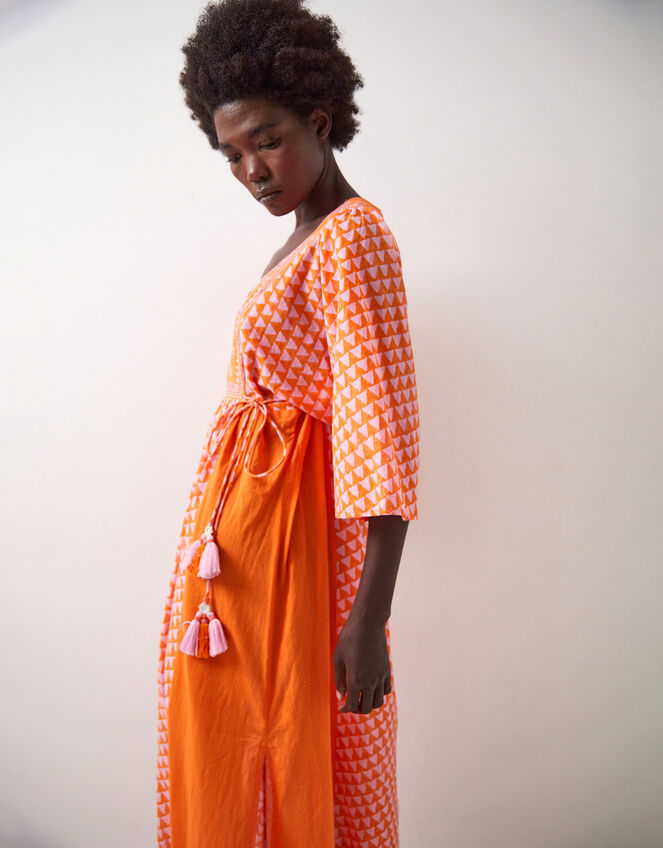 East Mirabelle Batik Maxi Kaftan Dress, Orange (ORANGE), large