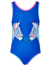 Zori Glitter Zebra Swimsuit, Blue (BLUE), large