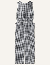 Gingham Jumpsuit, Black (BLACK), large